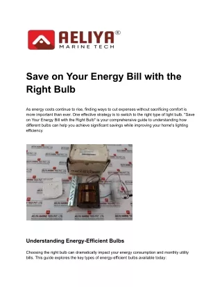 Save on Your Energy Bill with the Right Bulb