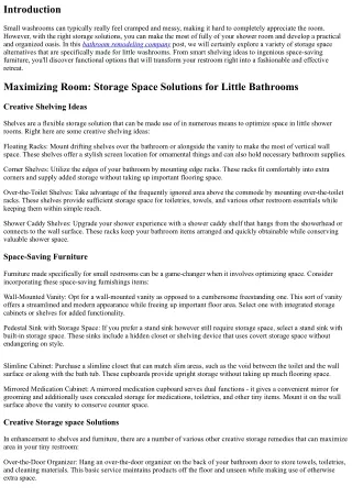 Optimizing Room: Storage Solutions for Tiny Bathrooms