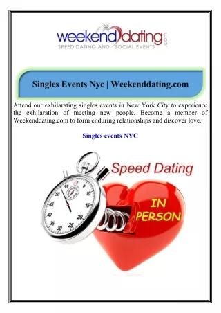 Singles Events Nyc Weekenddating.com