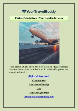 Flights Tickets Deals | Yourtravelbuddy.com