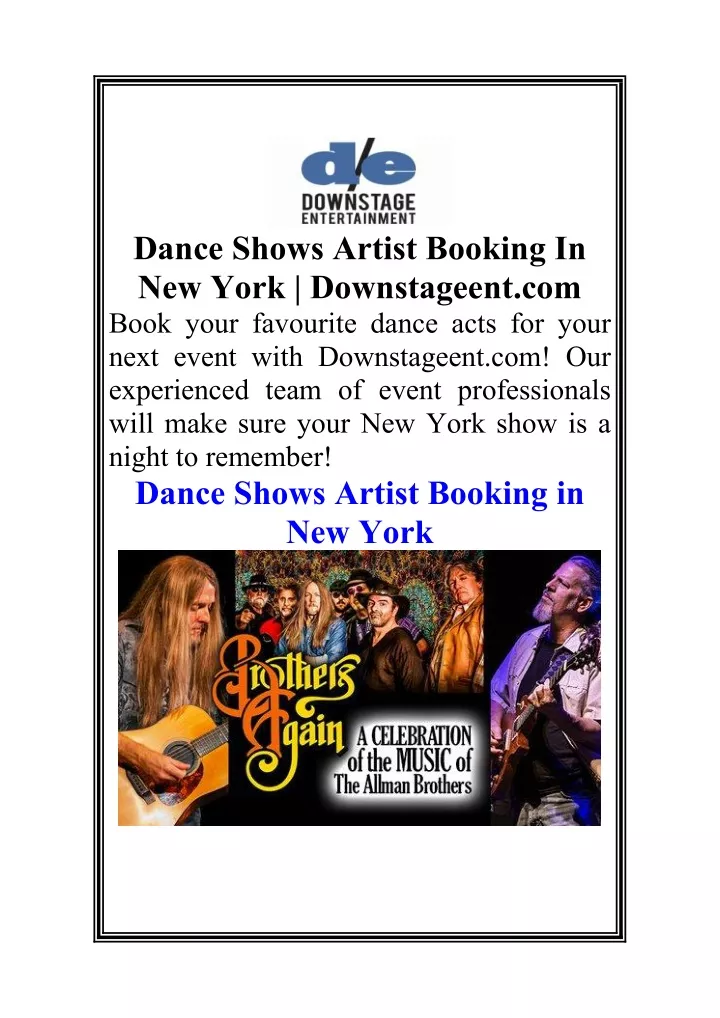 dance shows artist booking in new york