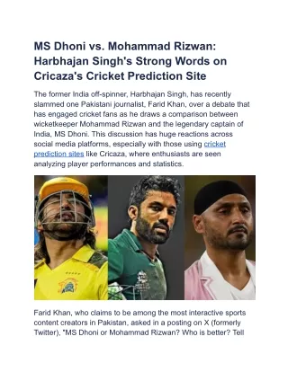 ms dhoni vs mohammad rizwan harbhajan singh