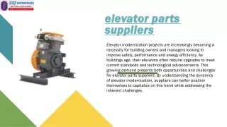 Elevator Modernization Projects: Prospects and Difficulties for Elevator Parts