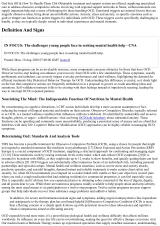 ocd sets off how to handle them cbh obtainable