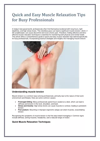 quick and easy muscle relaxation tips for busy