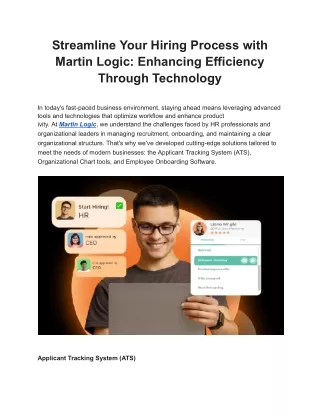 Streamline Your Hiring Process with Martin Logic Enhancing Efficiency Through Technology