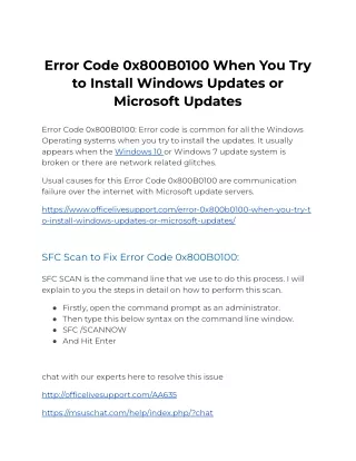 Error Code 0x800B0100 When You Try to Install Windows Updates or Microsoft Updates