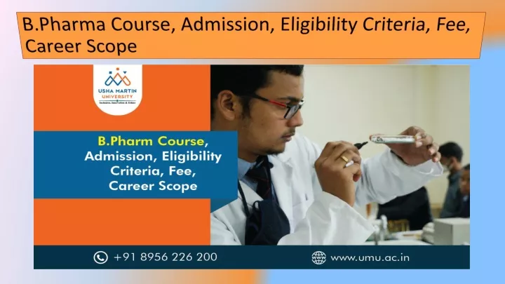 b pharma course admission eligibility criteria fee career scope