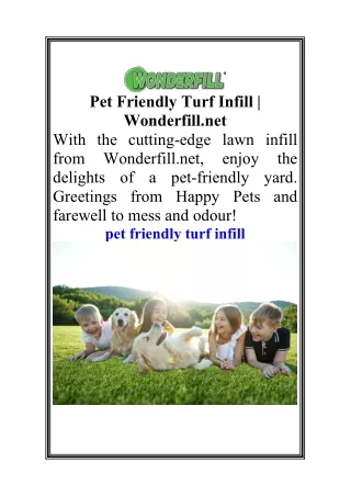 Pet Friendly Turf Infill  Wonderfill.net