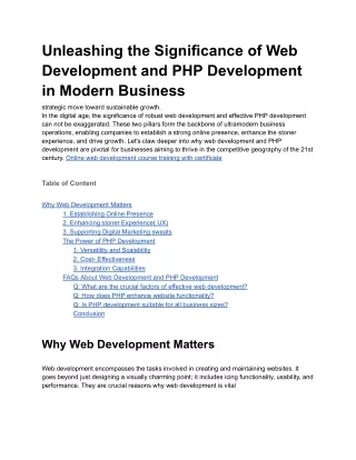 Unleashing the Significance of Web Development and PHP Development in Modern Business