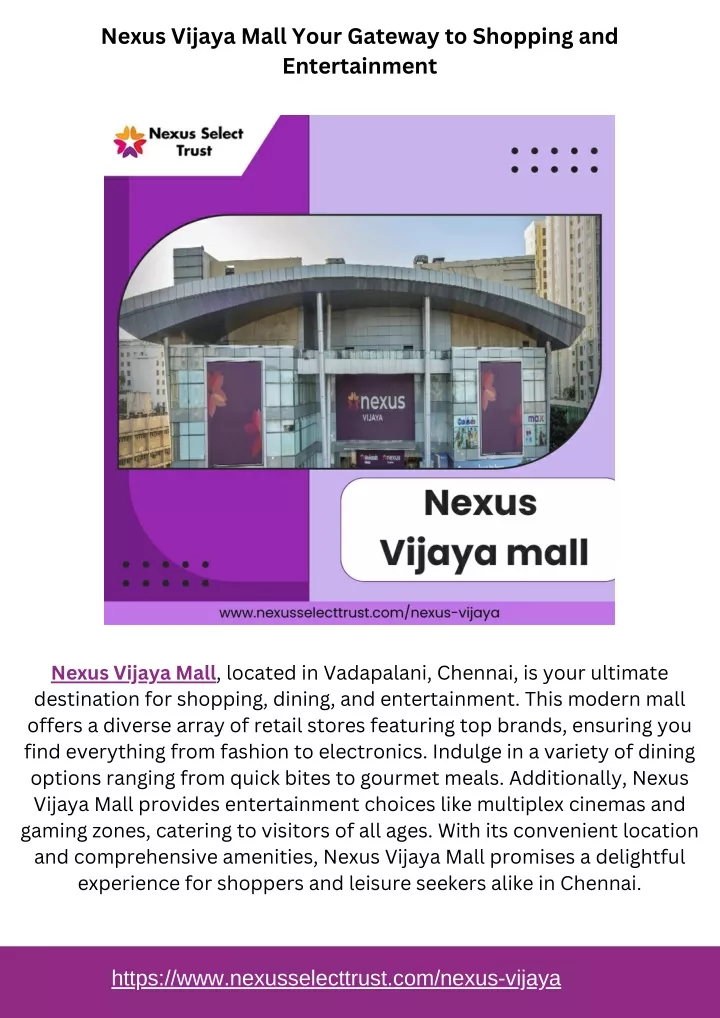 nexus vijaya mall your gateway to shopping