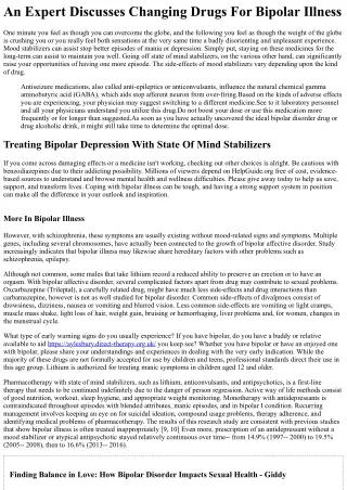 an expert discusses changing drugs for bipolar