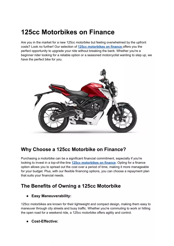 125cc motorbikes on finance