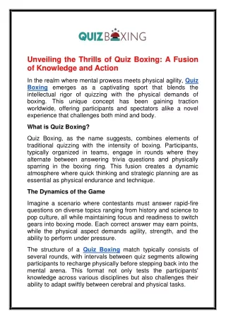 unveiling the thrills of quiz boxing a fusion