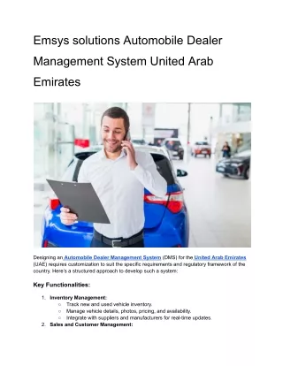 Emsys solutions Automobile Dealer Management System United Arab Emirates