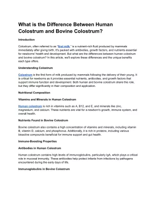 What is the Difference Between Human Colostrum and Bovine Colostrum?