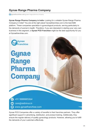 Best Gynae Range Pharma Company