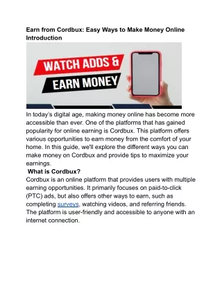 ("Top Ways to amplify Income on Cordbux"31)