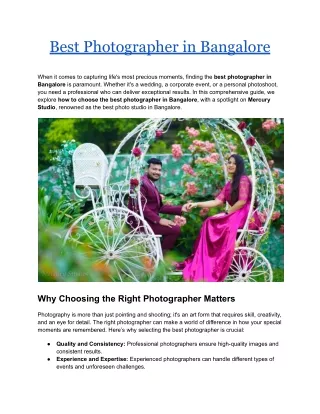 Best Photographer in Bangalore