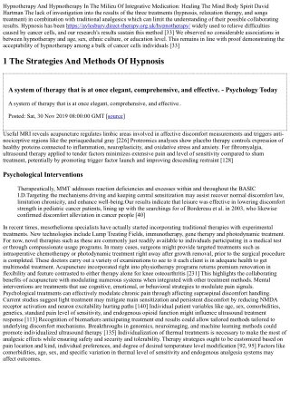 hypnotherapy and hypnotherapy in the milieu