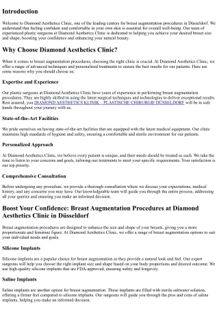 Boost Your Confidence: Breast Augmentation Procedures at Diamond Aesthetics Clin