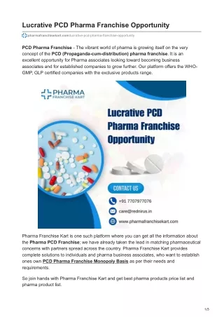 Lucrative PCD Pharma Franchise Opportunity | Pharma Franchise kart