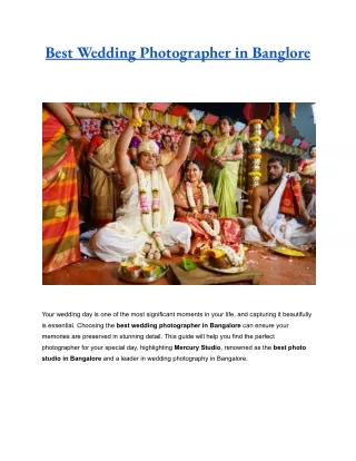 Best Wedding Photographer in Banglore