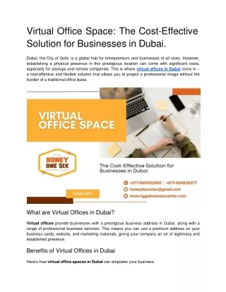 Virtual Office Space_ The Cost-Effective Solution for Businesses in Dubai__