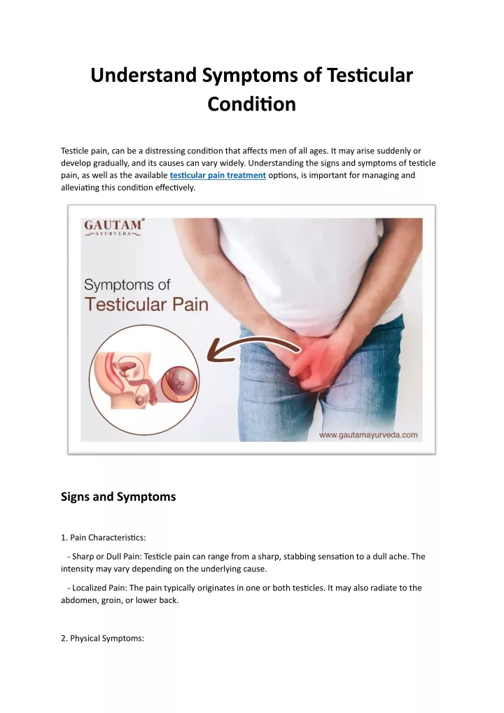 understand symptoms of testicular condition