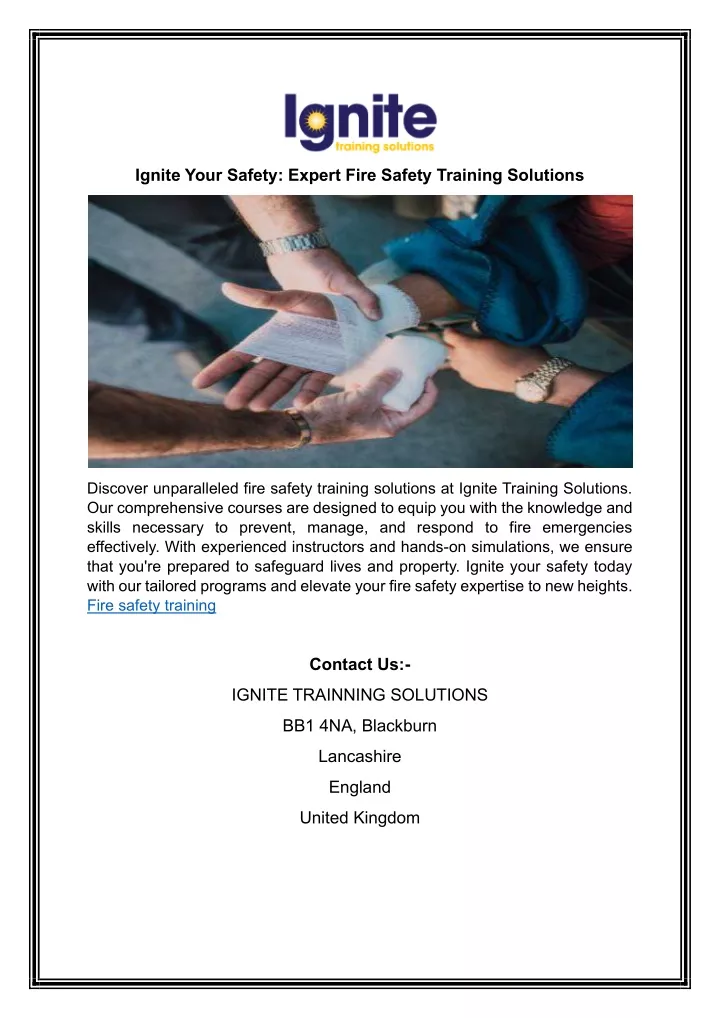 ignite your safety expert fire safety training