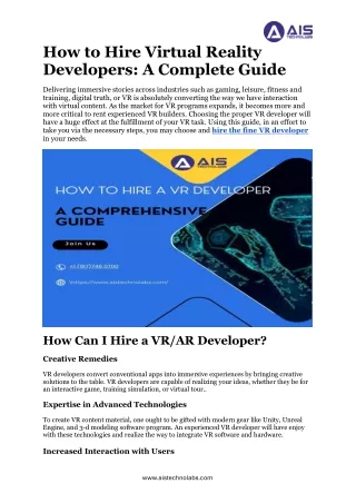 how to hire virtual reality developers a complete