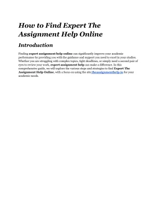 how to find expert the assignment help online