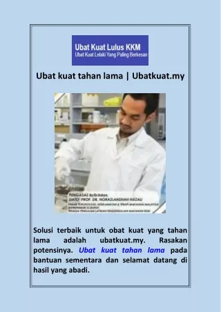Ubat kuat tahan lama  Ubatkuat my