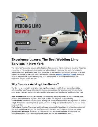 Experience Luxury: The Best Wedding Limo Services in New York