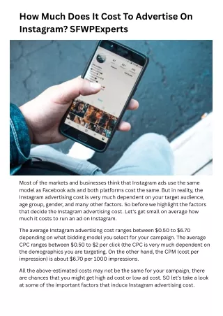 how much does it cost to advertise on instagram