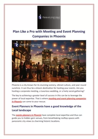 Plan Like a Pro with Meeting and Event Planning Companies in Phoenix