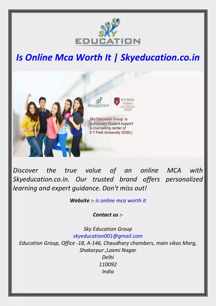 is online mca worth it skyeducation co in