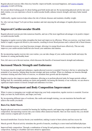 regular physical exercise offers three