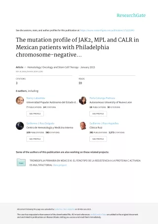 37 The mutation profile of JAK2, MPL and CALR in Mexican patients with Philadelphia chromosome-negative myeloproliferati