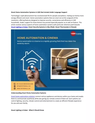smart home automation systems in uae that include