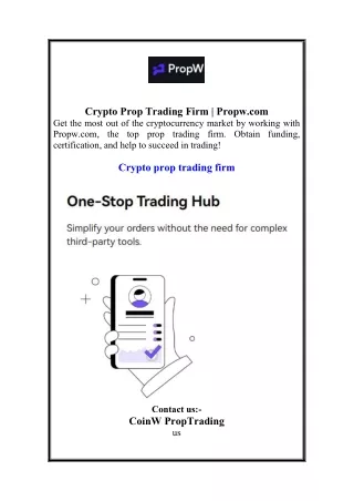 Crypto Prop Trading Firm  Propw.com