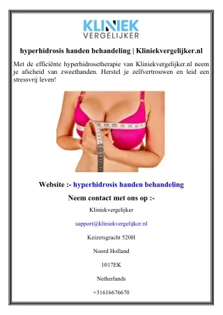 hyperhidrosis handen behandeling   Kliniekvergelijker.nl