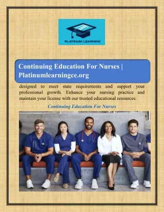 Continuing Education For Nurses | Platinumlearningce.org