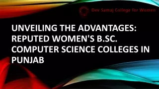 Unveiling the Advantages Reputed Women's B.Sc. Computer Science Colleges in Punjab
