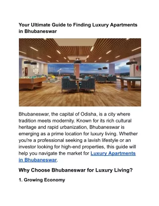 Your Ultimate Guide to Finding Luxury Apartments in Bhubaneswar