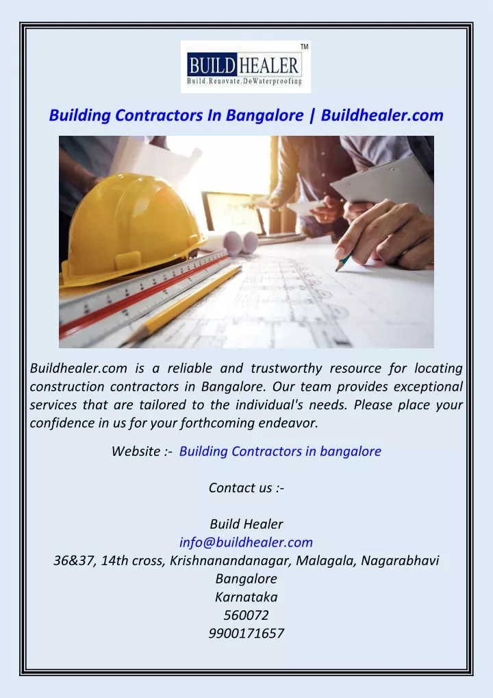 building contractors in bangalore buildhealer com