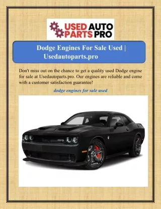 Dodge Engines For Sale Used | Usedautoparts.pro