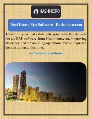 Real Estate Erp Software  Hashmicro.com