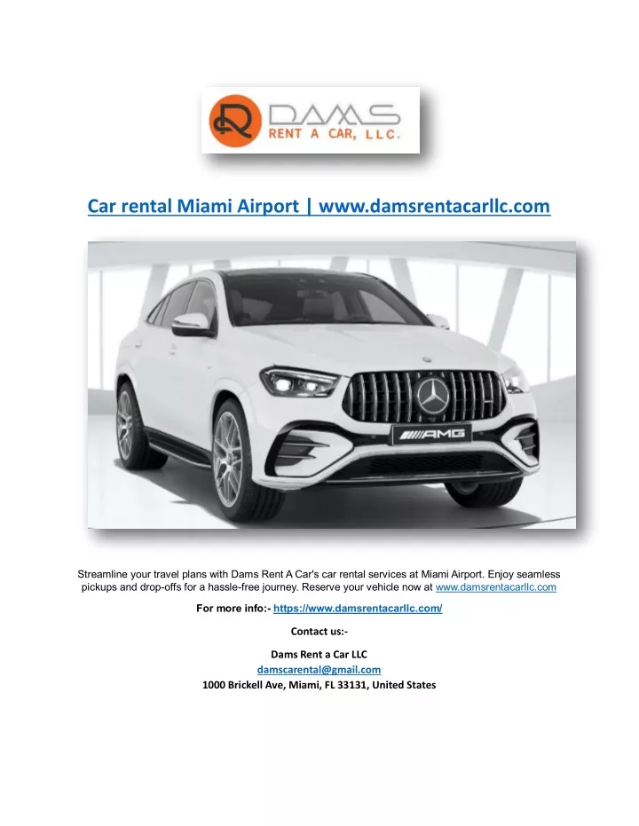 car rental miami airport www damsrentacarllc com