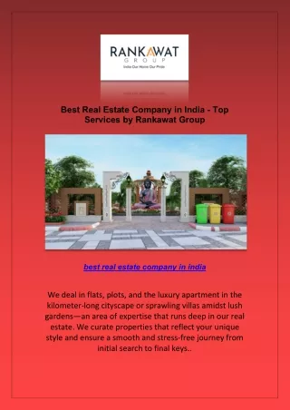 Best Real Estate Company in India - Top Services by Rankawat Group